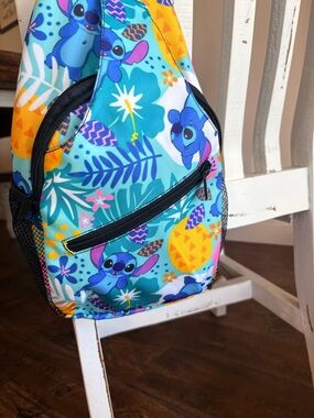 Disney Stitch Blue Tropical Print Crossbody Sling Bag